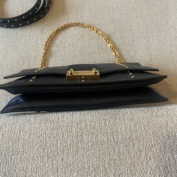 Valentino leather shoulder bag in Dark Blue with Gold Studs. - Picture 10 of 16